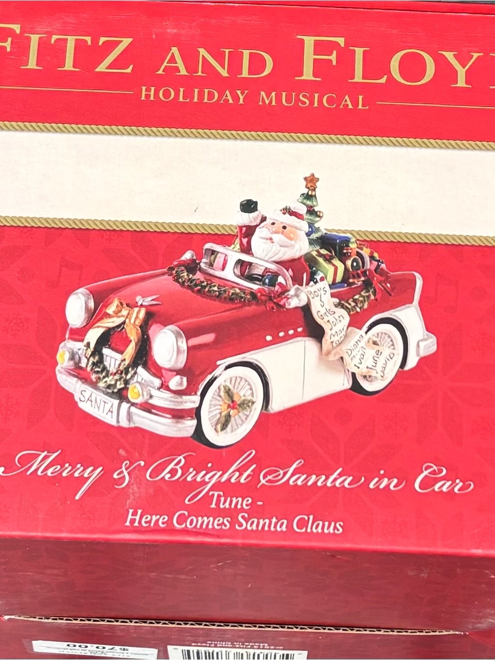 Sanita Red and White Santa Driving Holiday Car Figurine